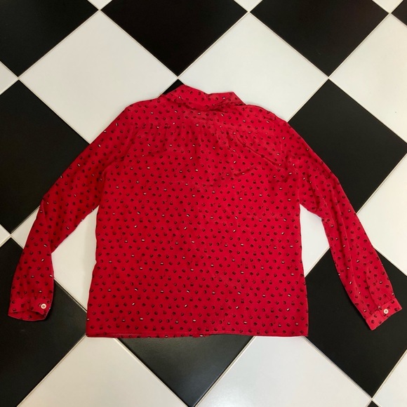 APC x Vanessa Seward Silk Blouse Frilly Collar Button Down Shirt Blouse size M - Picture 4 of 10